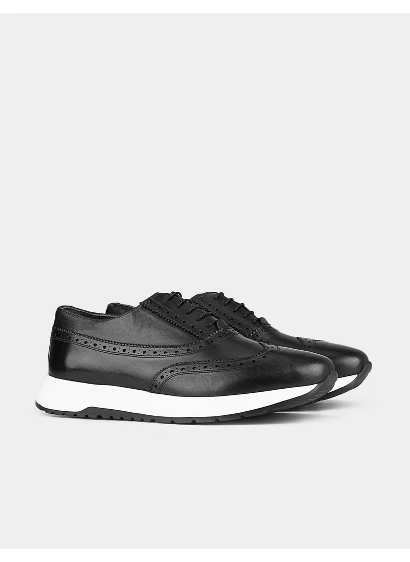 كاباني Leather Black Lace-Up Men's Casual Shoes