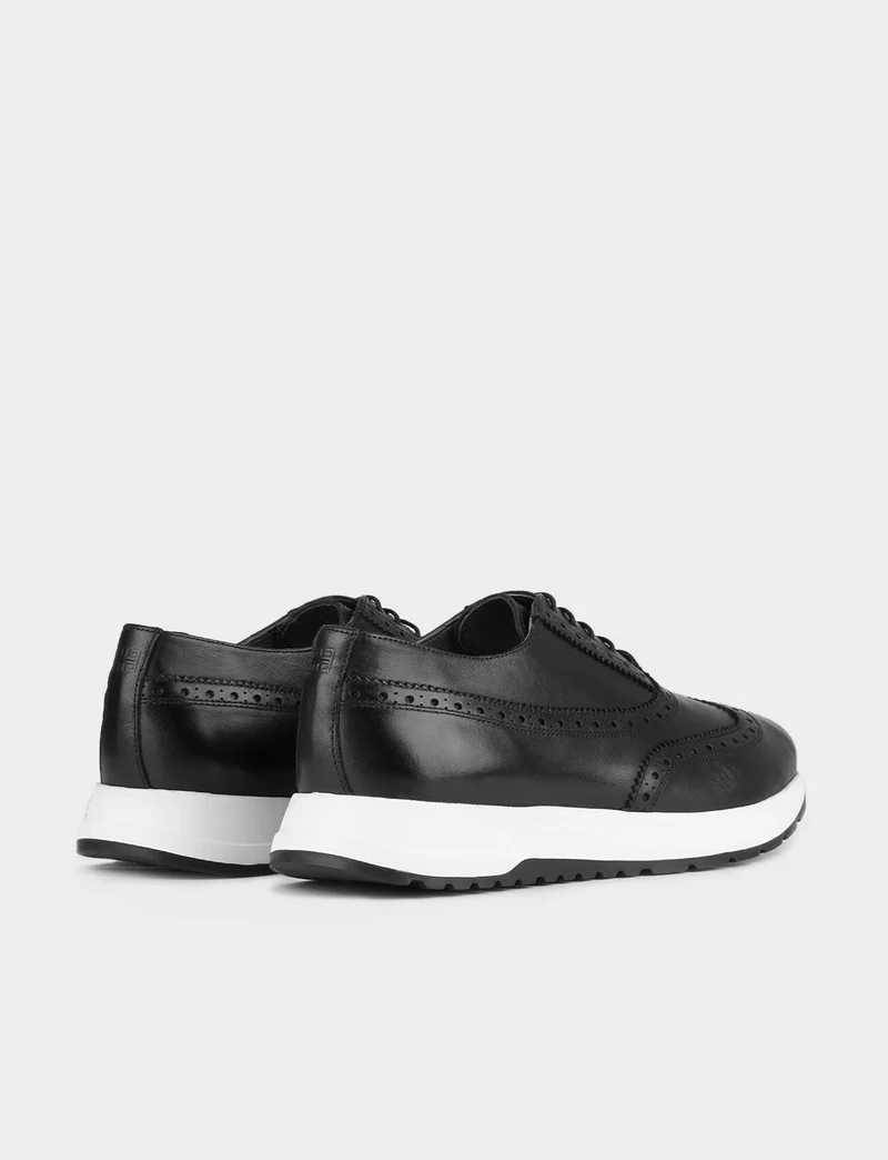 Cabani Leather Black Lace-Up Men's Casual Shoes