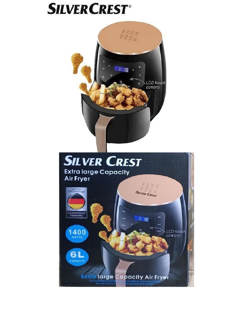 SILVER CREST 6-Liter Air Fryer, Large-Capacity Smart Electric Fryer, 1400 Watt Multifunctional Air Fryers  - Image 2