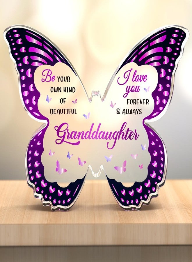 GLEEVERA Granddaughter Gifts from Grandma Nana, Birthday Valentines Day GraduationGifts for Granddaughter - Butterfly 5x3.8 IN Acrylic Decorative Plaques - Image 1