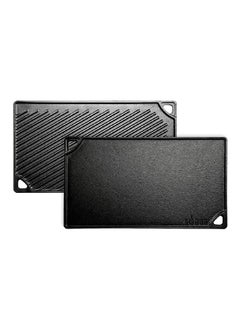 LODGE Seasoned Cast Iron Reversible Rectangular Grill/Griddle Black 0.63 x 9.5 x 16.75 Inch LDP3  - Image 1