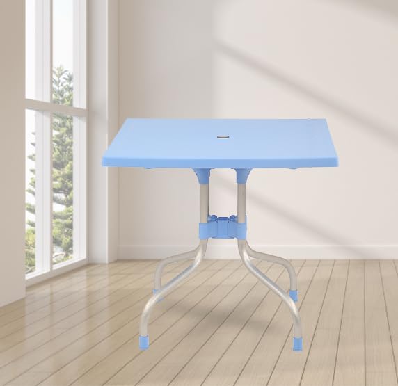 Attro Supreme Olive 4 Seater Square Foldable Plastic Dinning Table for Home Restaurants Cafeterias and Outdoor Areas Durable and StylishSoft Blue - Image 1