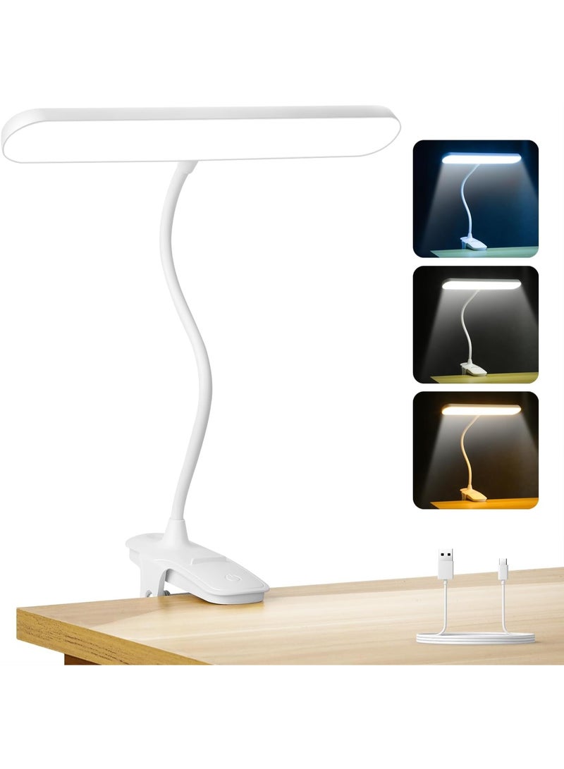 مصباح مكتب LED مع كليب ، مصباح دراسة Baytion القابل للتخفيف مع 3 أوضاع ألوان ، 360 درجة مرنة ، مصباح طاولة قابلة لإعادة الشحن مع بطارية 1200mah للمنزل / القراءة / جنب السرير / غرفة النوم / العمل - Image 1