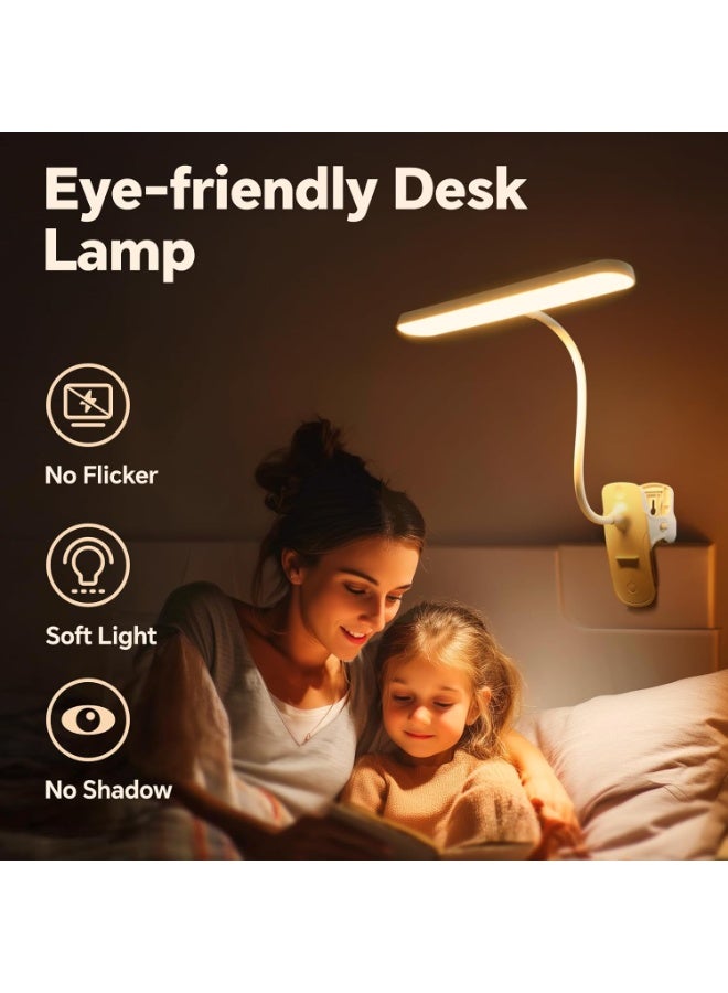 مصباح مكتب LED مع كليب ، مصباح دراسة Baytion القابل للتخفيف مع 3 أوضاع ألوان ، 360 درجة مرنة ، مصباح طاولة قابلة لإعادة الشحن مع بطارية 1200mah للمنزل / القراءة / جنب السرير / غرفة النوم / العمل - Image 5