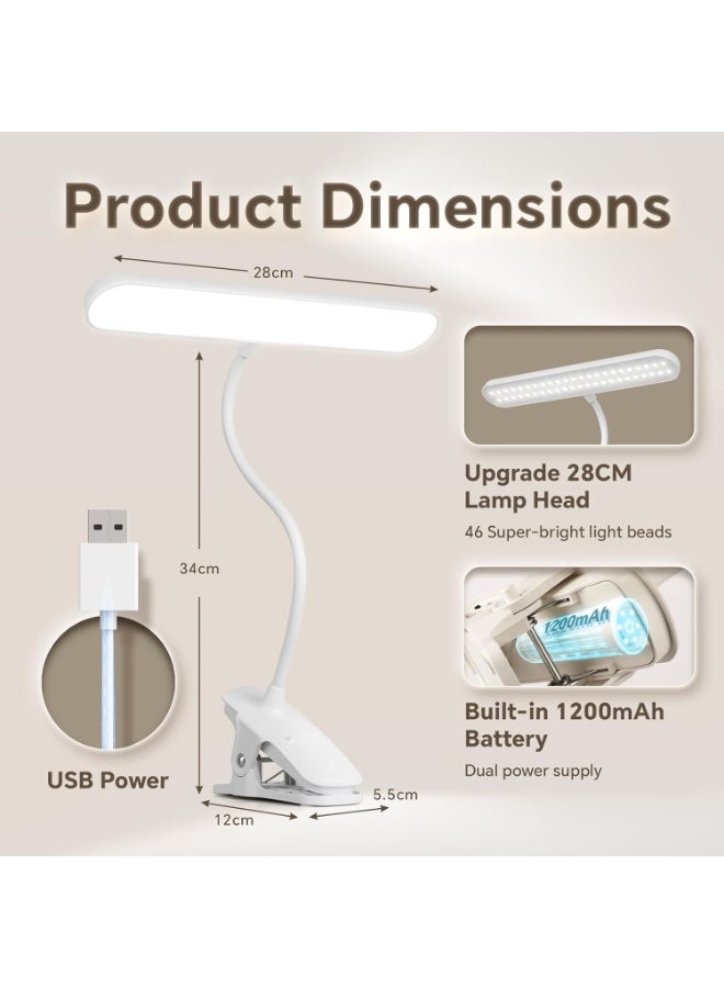 مصباح مكتب LED مع كليب ، مصباح دراسة Baytion القابل للتخفيف مع 3 أوضاع ألوان ، 360 درجة مرنة ، مصباح طاولة قابلة لإعادة الشحن مع بطارية 1200mah للمنزل / القراءة / جنب السرير / غرفة النوم / العمل - Image 3
