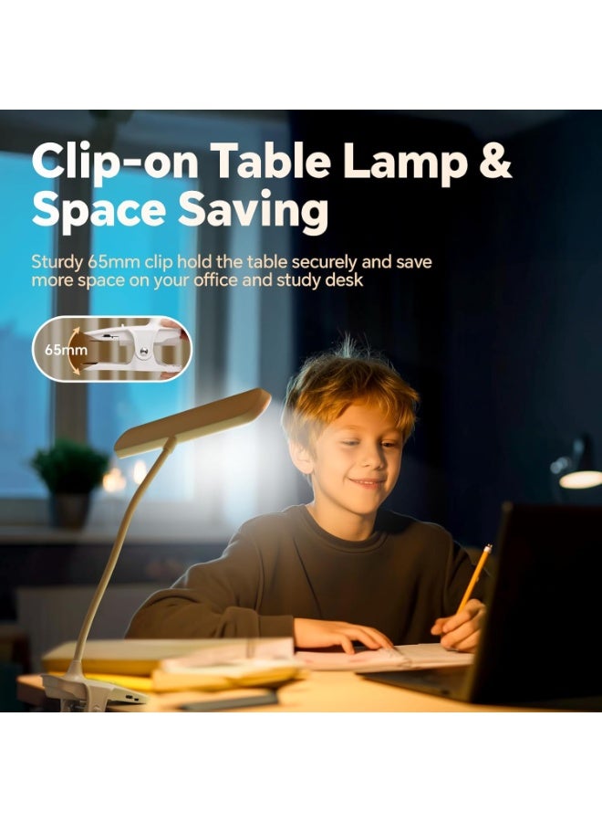 مصباح مكتب LED مع كليب ، مصباح دراسة Baytion القابل للتخفيف مع 3 أوضاع ألوان ، 360 درجة مرنة ، مصباح طاولة قابلة لإعادة الشحن مع بطارية 1200mah للمنزل / القراءة / جنب السرير / غرفة النوم / العمل - Image 2