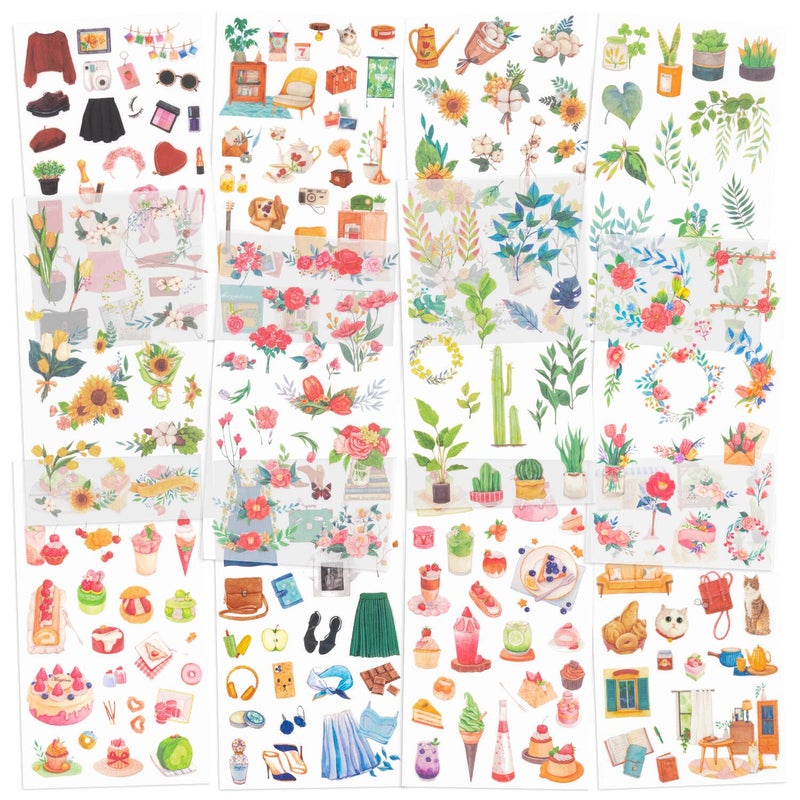 Mayplous RubOn Transfer Stickers 12 Sheets Flower Plant Design Decals for Scrapbooking Planners Card Making EasyApply Crafts Embellishments Village