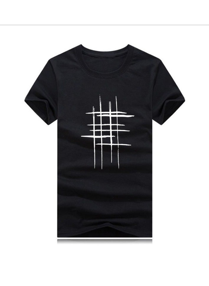 Creative Line Cross Printed Tee Topt Men Summer Large Size Short Sleeve O Neck T-Shirt  - Image 2