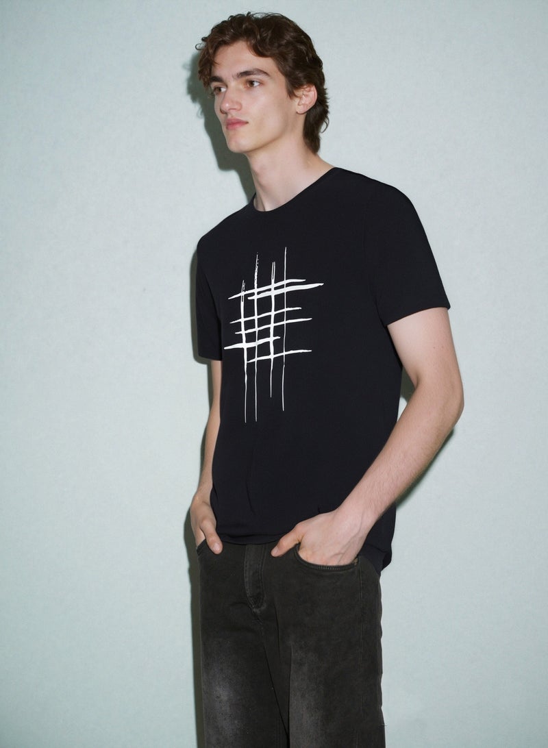 Creative Line Cross Printed Tee Topt Men Summer Large Size Short Sleeve O Neck T-Shirt  - Image 1