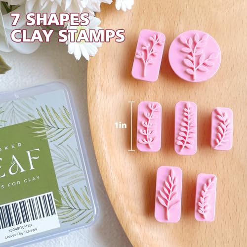 KEOKER Leaves Clay Stamps - 7 Shapes Clay Cutters for Polymer Clay Jewelry Making, Work with Polymer Clay Cutter, Leaves Polymer Clay Cutters for Earrings, Polymer Clay Stamps and Molds - Image 3