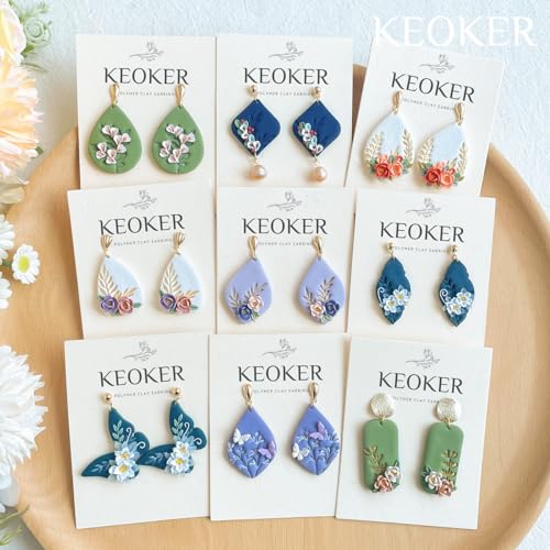 KEOKER Leaves Clay Stamps - 7 Shapes Clay Cutters for Polymer Clay Jewelry Making, Work with Polymer Clay Cutter, Leaves Polymer Clay Cutters for Earrings, Polymer Clay Stamps and Molds - Image 2