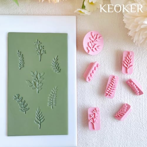 KEOKER Leaves Clay Stamps - 7 Shapes Clay Cutters for Polymer Clay Jewelry Making, Work with Polymer Clay Cutter, Leaves Polymer Clay Cutters for Earrings, Polymer Clay Stamps and Molds - Image 4