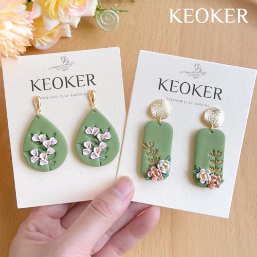 KEOKER Leaves Clay Stamps - 7 Shapes Clay Cutters for Polymer Clay Jewelry Making, Work with Polymer Clay Cutter, Leaves Polymer Clay Cutters for Earrings, Polymer Clay Stamps and Molds - Image 5