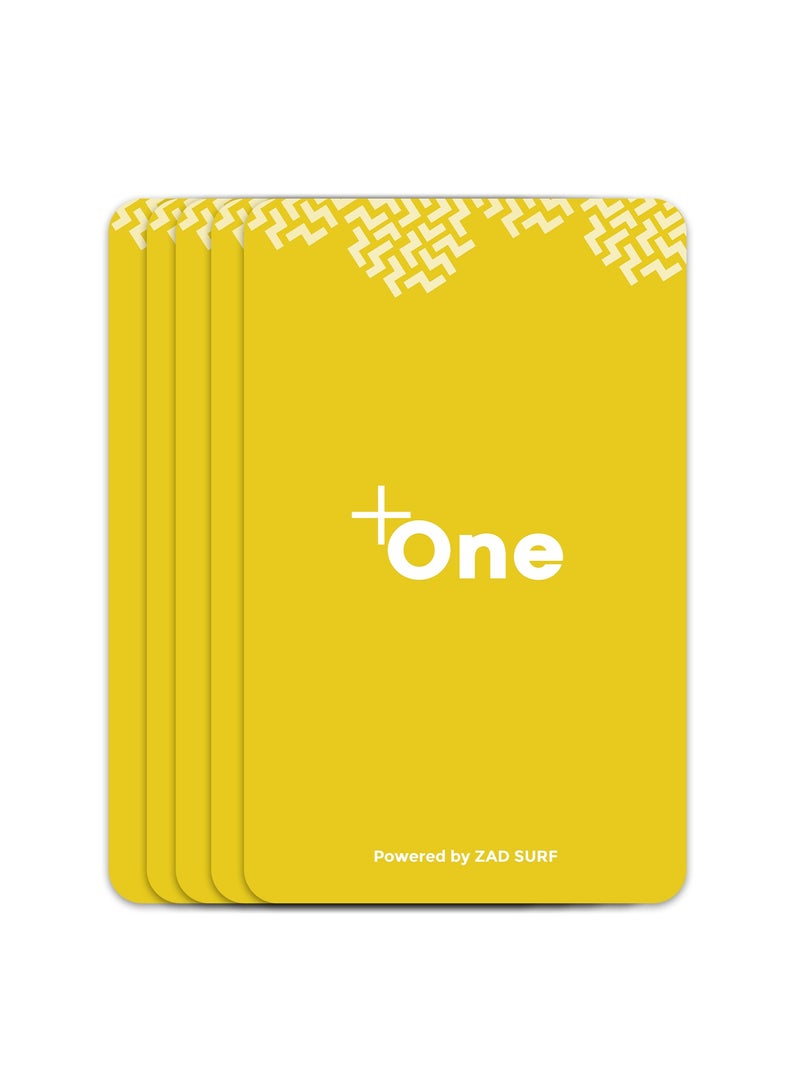 Pack of 5 Golden Engraved Metal Business Card (+ One ) Zad Surf for Instant Contact and Social Media iOS and Android - Image 1