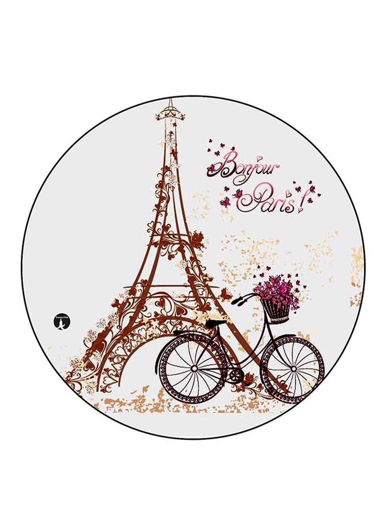 RKN The Eiffel Tower Printed Mouse Pad Round  Multicolour