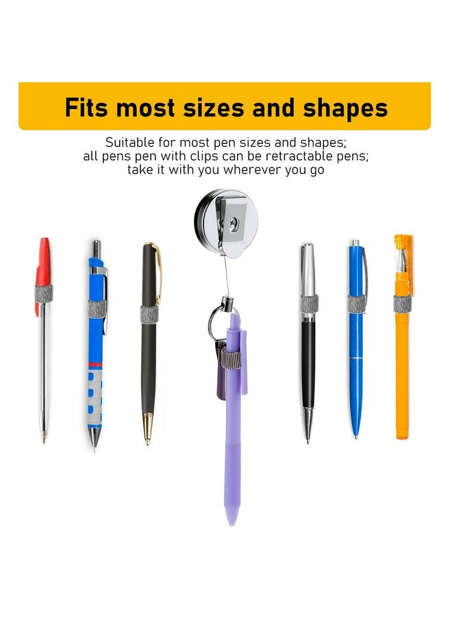 Aster 2Pcs Retractable Pull Pen Pencil Holder, 27.5'' Heavy Duty Universal Retractable Lanyard Pen Holder, Badge Reel Pen Clip With Belt Clip Key Ring For Carpenters Mechanics Nurses Architects - Image 5