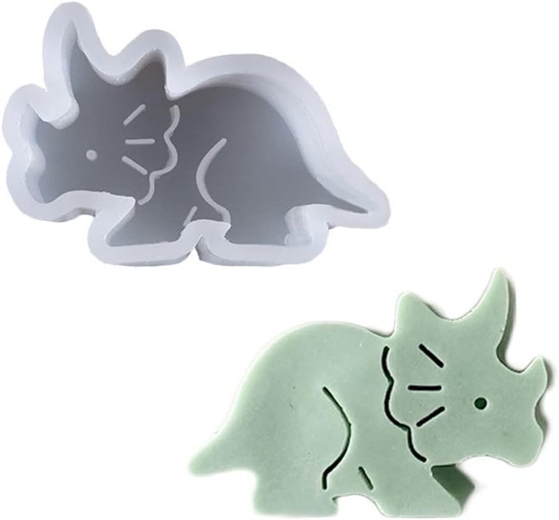 FirstTry Mini Animal Shape Candle Mold I 3D Car Freshie Silicone Sculpture Mould I for DIY Handmade Aromatherapy Gypsum Soap Cake Décor, Aroma Beads Car Freshie, Resin Art Craft Making (Triceratops) - Image 1