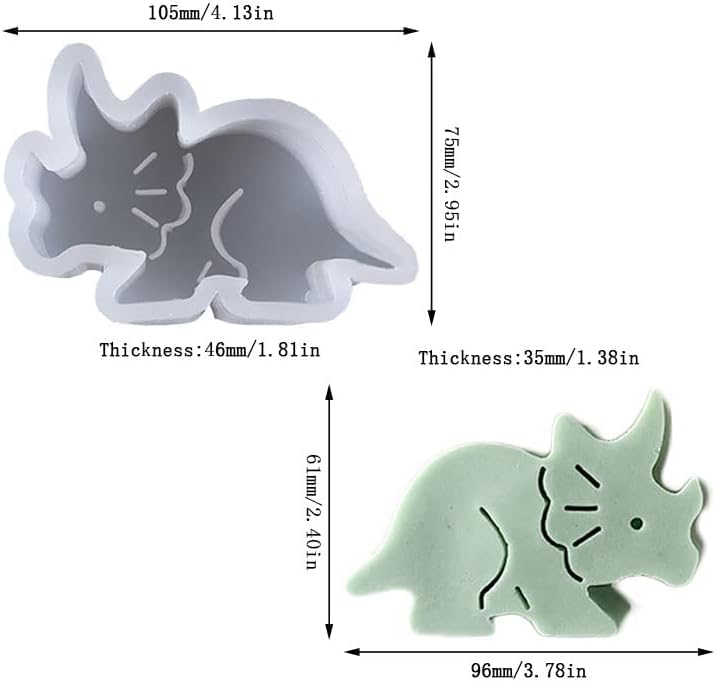 FirstTry Mini Animal Shape Candle Mold I 3D Car Freshie Silicone Sculpture Mould I for DIY Handmade Aromatherapy Gypsum Soap Cake Décor, Aroma Beads Car Freshie, Resin Art Craft Making (Triceratops) - Image 2
