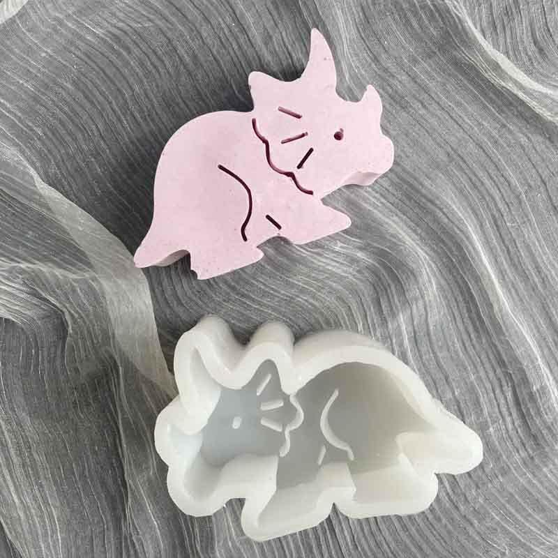 FirstTry Mini Animal Shape Candle Mold I 3D Car Freshie Silicone Sculpture Mould I for DIY Handmade Aromatherapy Gypsum Soap Cake Décor, Aroma Beads Car Freshie, Resin Art Craft Making (Triceratops) - Image 3