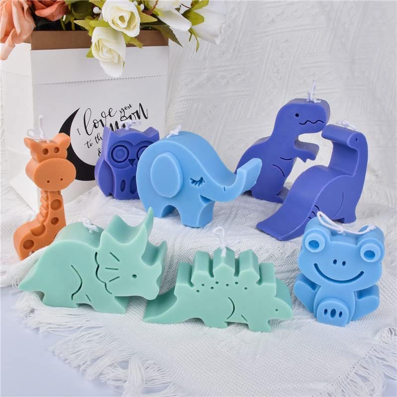 FirstTry Mini Animal Shape Candle Mold I 3D Car Freshie Silicone Sculpture Mould I for DIY Handmade Aromatherapy Gypsum Soap Cake Décor, Aroma Beads Car Freshie, Resin Art Craft Making (Triceratops) - Image 4