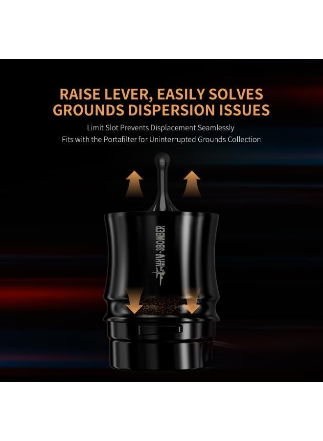 ام اتش دابيلو - ثري بومبار طقم أكواب إسبريسو و مطحنة قهوة MHW-3BOMBER، قمع قياس من سبائك الألومنيوم مع أداة تحريك، موزع لبن مطحون لمرشح قهوة مقاس 51-54 مم، أسود - Image 2