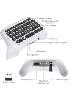 MIXDE Controller Keyboard for Xbox Series X/S Wireless 2.4G Ergonomic USB Gamepad Keypad QWERTY Chatpad with Audio and Headset Jack for Game Live Chat Compatiable with Xbox Series S/Series X/One/One S  - Image 3