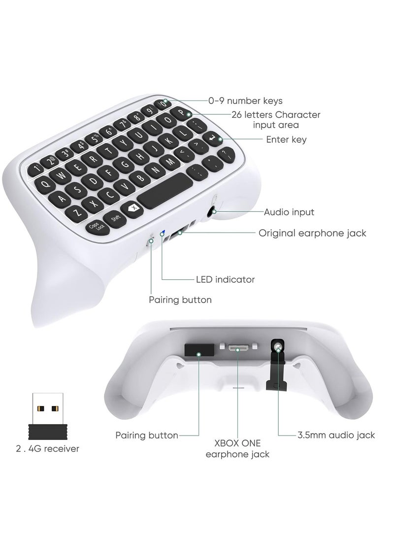 MIXDE - Controller Keyboard for Xbox Series X/S Wireless 2.4G Ergonomic USB Gamepad Keypad QWERTY Chatpad with Audio and Headset Jack for Game Live Chat Compatiable with Xbox Series S/Series X/One/One S - Image 1