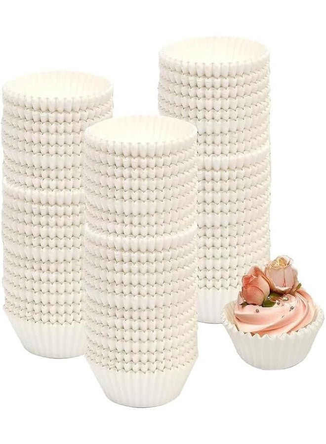 Cupcake Liners Disposable Greaseproof Odorless Paper Baking Cups White Food Grade Non-Stick Wrappers 1000 Pieces (4x2cm - Small) - Image 1