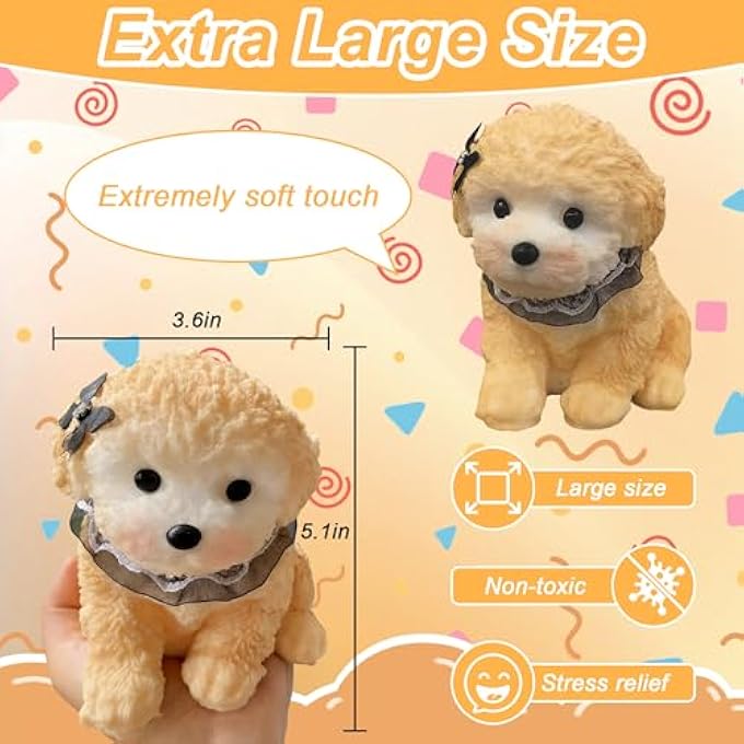 Cevly Big Taba Squishy Dog,Fidget Toys Cute Teddy Dogs,Unique Stress Sensory Toys for Adults & Kids - Animal Squishy Toys for Anxiety for Teenage Girls Teen Boy Tween Christmas Stocking Stuffers Idea - Image 3