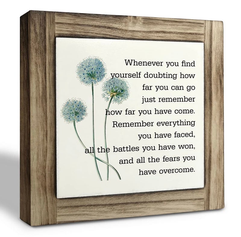 XJCUG Inspirational Quote Wood Plaque Sign, Be Brave Sign, Whenever You Find Yourself... Box Wood Plaques Desk Décor, Motivational Box Wood Sign, Graduation Decor Gift, Inspirational Quotes Gift - Image 1