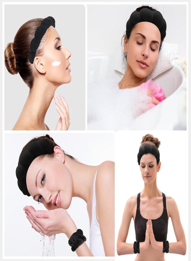 Ganraj Spa Headband and Wristband Set for Women Soft Face Wash Headband & Wrist Bands for Skincare, Makeup & Facial Cleansing Routine (Black) - Image 5