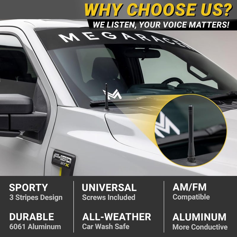 Mega Racer Black Aluminum Antenna for Trucks - Image 4