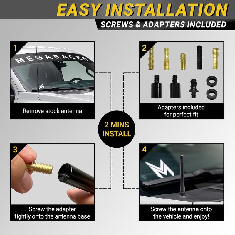Mega Racer Black Aluminum Antenna for Trucks - Image 5