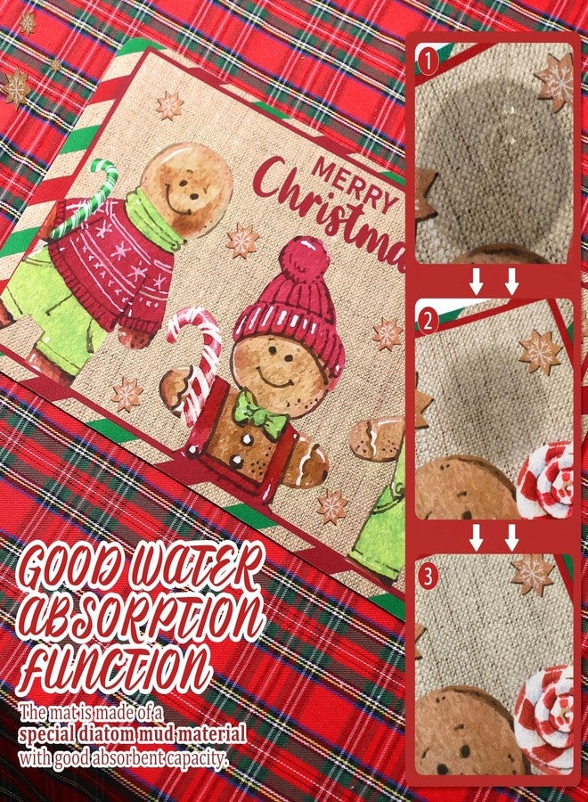 Tinideya Poinsettias Christmas Dish Drying Mat for Kitchen Counter, Vintage Christmas Dish Drying Pad 11.8 x 19.7 Inches Absorbent Christmas Dish Drainer Mats for Home Kitchen Coffee Bar Decor - Image 4