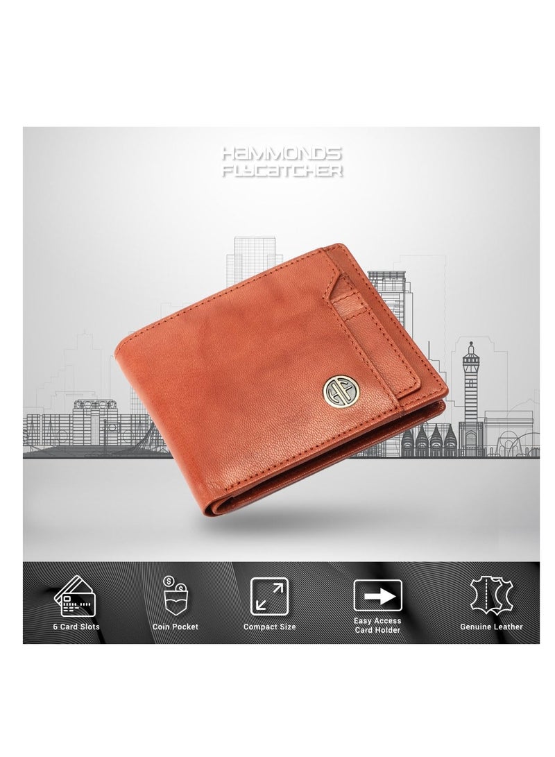  هاموندز فلاي كاتشر محفظة جلدية للرجال - محفظة جلدية محمية بتقنية  للرجال، محفظة نقود للرجال، محفظة ثنائية الطي -  فتحات للبطاقات،  حافظة بطاقات، جيب للعملات المعدنية، جيوب مخفية - لون تان عتيق - Image 3