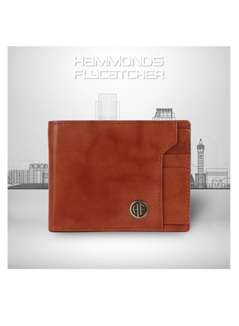  هاموندز فلاي كاتشر محفظة جلدية للرجال - محفظة جلدية محمية بتقنية  للرجال، محفظة نقود للرجال، محفظة ثنائية الطي -  فتحات للبطاقات،  حافظة بطاقات، جيب للعملات المعدنية، جيوب مخفية - لون تان عتيق - Image 2