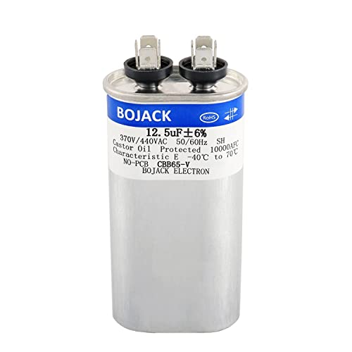 BOJACK 12.5 uF ±6% 12.5 MFD 370V/440V CBB65 Oval Run Start Capacitor for AC Motor Run or Fan Start and Cool or Heat Pump Air Conditione - Image 1