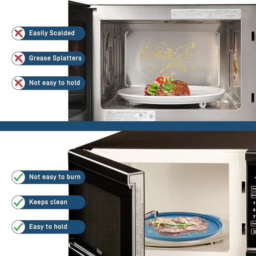 HANTUSWUS Microwave Cover for Food 102 Inch Microwave Splatter Cover with AntiScald Tray Collapsible Vented Microwave Plate Cover BPAFree Food Lid with Handles for Compact Microwaves - Image 3