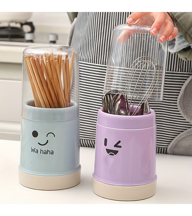 Beige Color Chopstick And Spoon Holder Tube Space Saving Vertical Storage For Asian Kitchen Utensil Organization Compact Box For Home Restaurant Use - Image 3