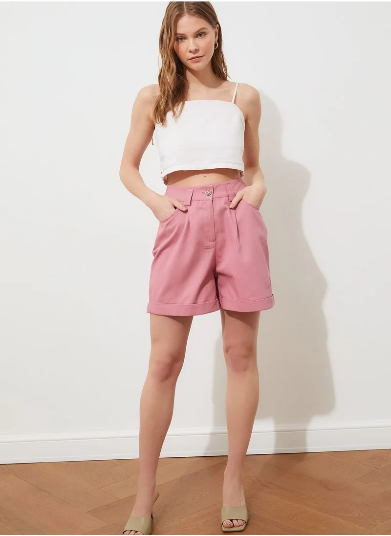 trendyol High Waist Roll Hem Shorts