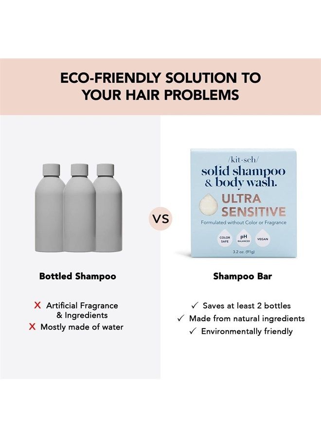 Kitsch 2-in-1 Shampoo & Body Wash Bar - Ultra Sensitive Bar Shampoo and Body Bar Soap for Radiant Hair & Skin | Fragrance Free Solid Shampoo Bar for Hair & Natural Body Soap | Zero Waste - 3.2oz - Image 5
