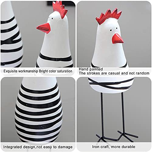 Notakia Wooden Rooster Kitchen Decor Figurine Ornament Home Decoration Accessories Animal Statue for Living Room Wood Cute Chicken Chook Carving Figurines for Home Decor （Set of 3） - Image 2