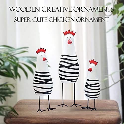 Notakia Wooden Rooster Kitchen Decor Figurine Ornament Home Decoration Accessories Animal Statue for Living Room Wood Cute Chicken Chook Carving Figurines for Home Decor （Set of 3） - Image 5