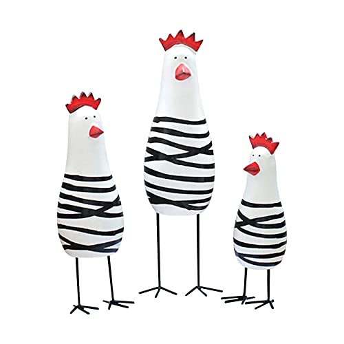 Notakia Wooden Rooster Kitchen Decor Figurine Ornament Home Decoration Accessories Animal Statue for Living Room Wood Cute Chicken Chook Carving Figurines for Home Decor （Set of 3） - Image 1