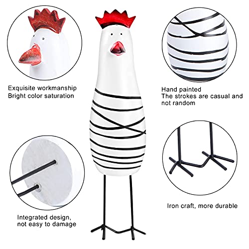 Notakia Wooden Rooster Kitchen Decor Figurine Ornament Home Decoration Accessories Animal Statue for Living Room Wood Cute Chicken Chook Carving Figurines for Home Decor （Set of 3） - Image 3