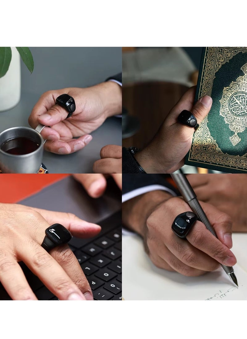WESLAMIC - Smart Tasbih Counter Zikr Ring – Digital Tasbeeh Counter with OLED Display, App Support, Magnetic Charging, Waterproof Design, Prayer Reminder, Sleek Black – Modern Islamic Gadget for Daily Zikr & Prayer Tracking (18mm & 20mm) - Image 1