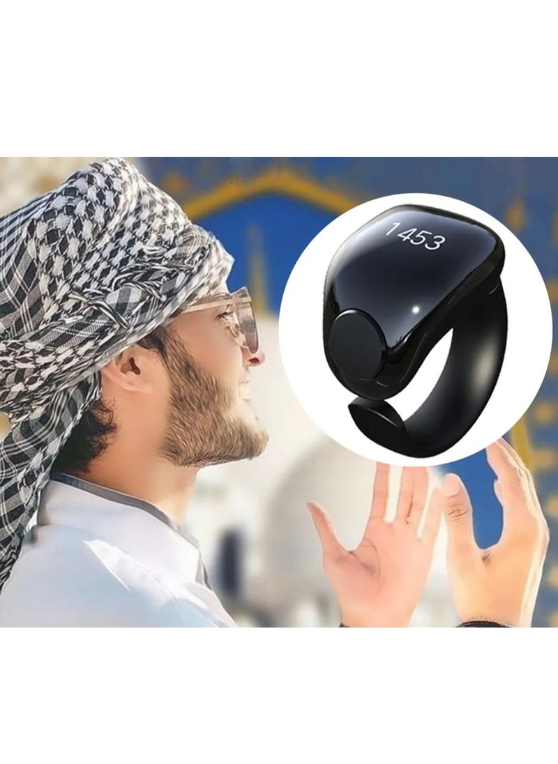 WESLAMIC - Smart Tasbih Counter Zikr Ring – Digital Tasbeeh Counter with OLED Display, App Support, Magnetic Charging, Waterproof Design, Prayer Reminder, Sleek Black – Modern Islamic Gadget for Daily Zikr & Prayer Tracking (18mm & 20mm) - Image 1