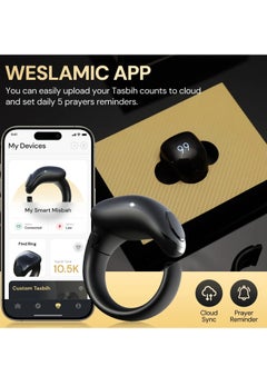 WESLAMIC Smart Tasbih Counter Zikr Ring – Digital Tasbeeh Counter with OLED Display, App Support, Magnetic Charging, Waterproof Design, Prayer Reminder, Sleek Black – Modern Islamic Gadget for Daily Zikr & Prayer Tracking (18mm & 20mm)  - Image 2