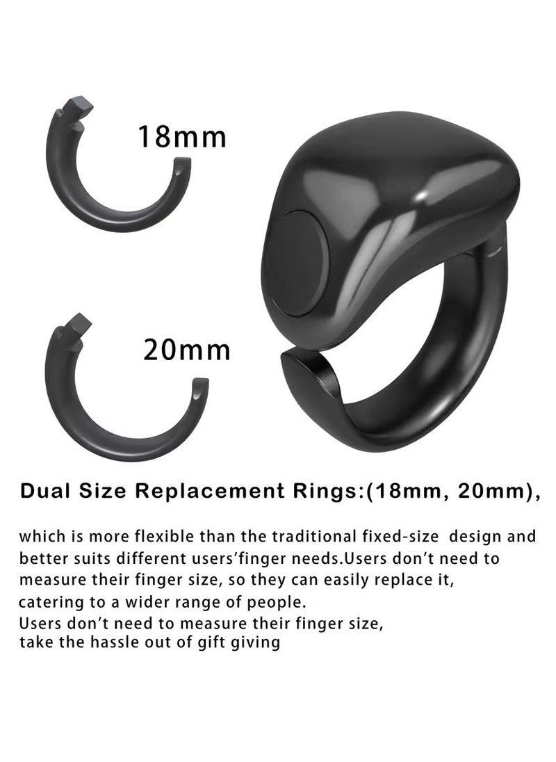 WESLAMIC - Smart Tasbih Counter Zikr Ring – Digital Tasbeeh Counter with OLED Display, App Support, Magnetic Charging, Waterproof Design, Prayer Reminder, Sleek Black – Modern Islamic Gadget for Daily Zikr & Prayer Tracking (18mm & 20mm) - Image 1