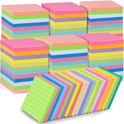 Oleitodh 60 PCS Lined Sticky Notes 3x3In Colorful Sticky Notes 75 SheetsPad 12 ColorsBright Ruled Post Stickies Multicolor Memo Note Pads for Teacher Student School Office Meeting Blank Desk Pads4500 Sheets - Image 1